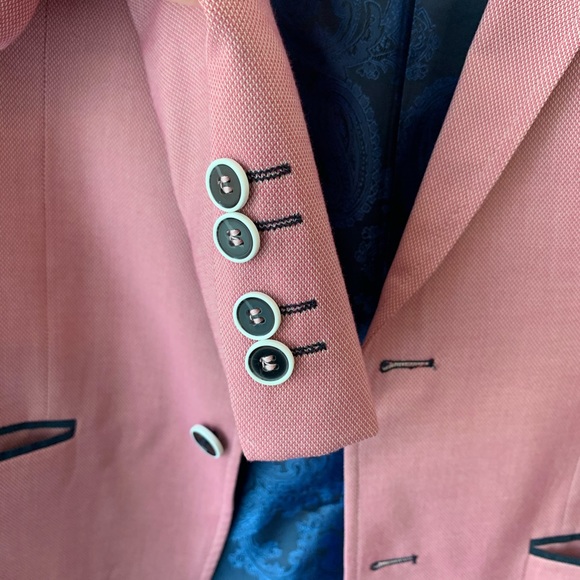 Salmon Blazer with Navy Detail 36R - Picture 3 of 5